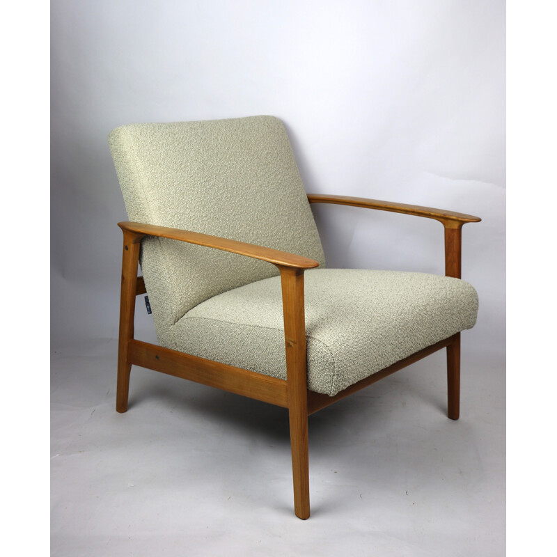 Vintage Beige Boucle Lounge Chair, Danish 1970s