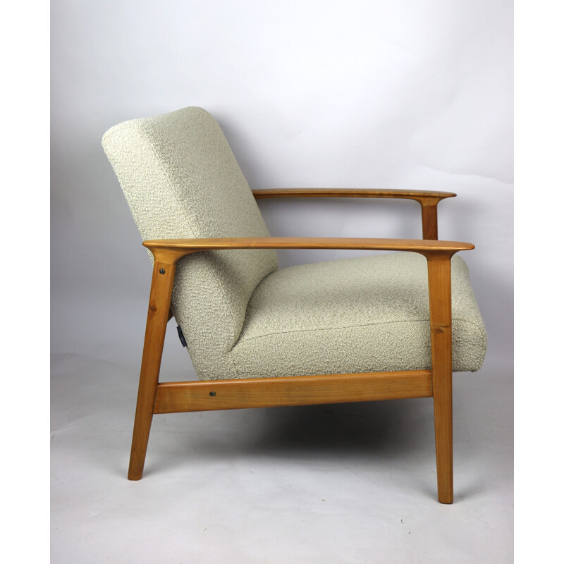 Vintage Beige Boucle Lounge Chair, Danish 1970s