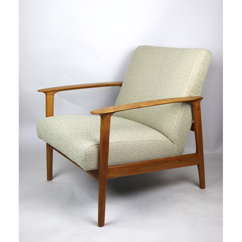 Vintage Beige Boucle Lounge Chair, Danish 1970s