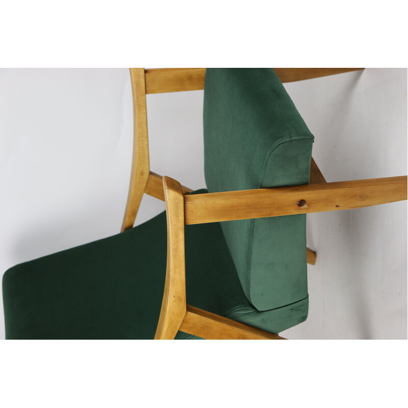 Vintage Green Velvet Armchair 1970s