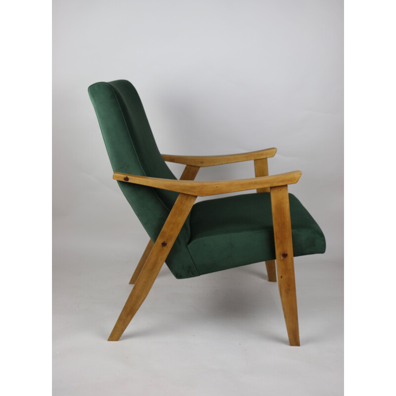 Vintage Green Velvet Armchair 1970s