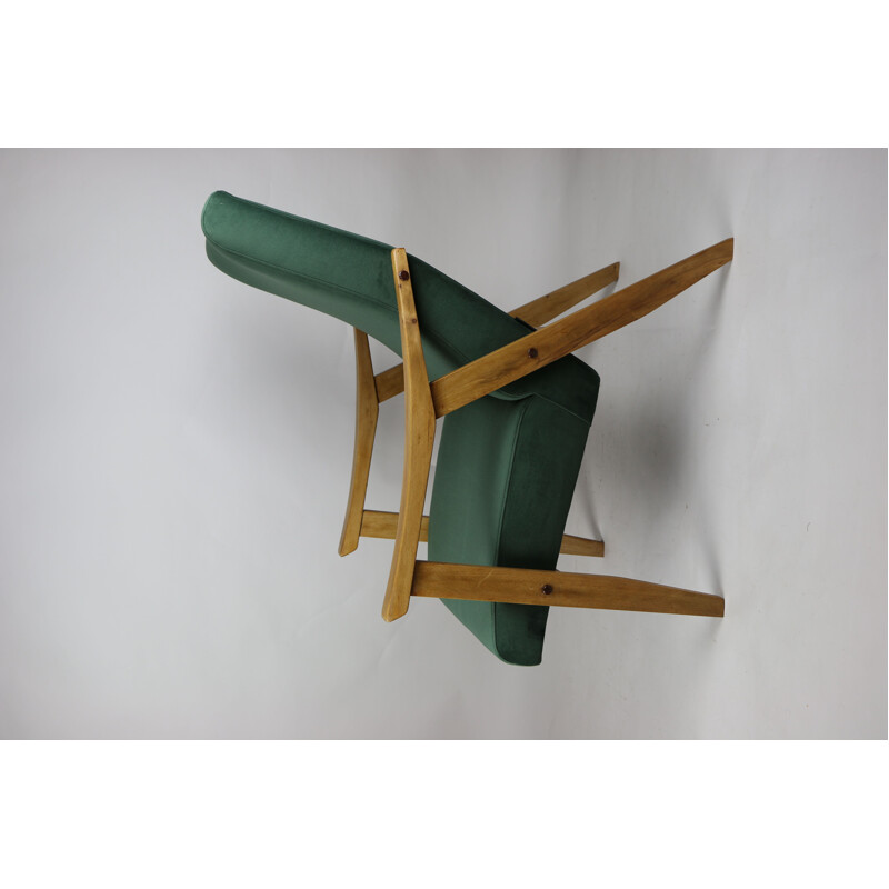 Vintage Green Velvet Armchair 1970s