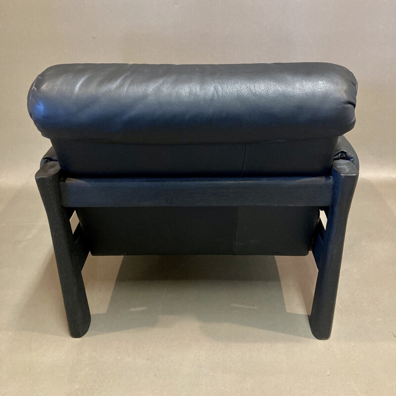 Vintage black leather armchair, Scandinavian 1960s