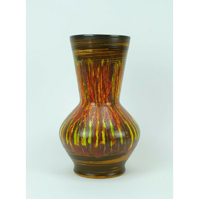 Vase vintage en céramique colorée à glaçure de lave modèle 9090 de St. Clement, Français 1970