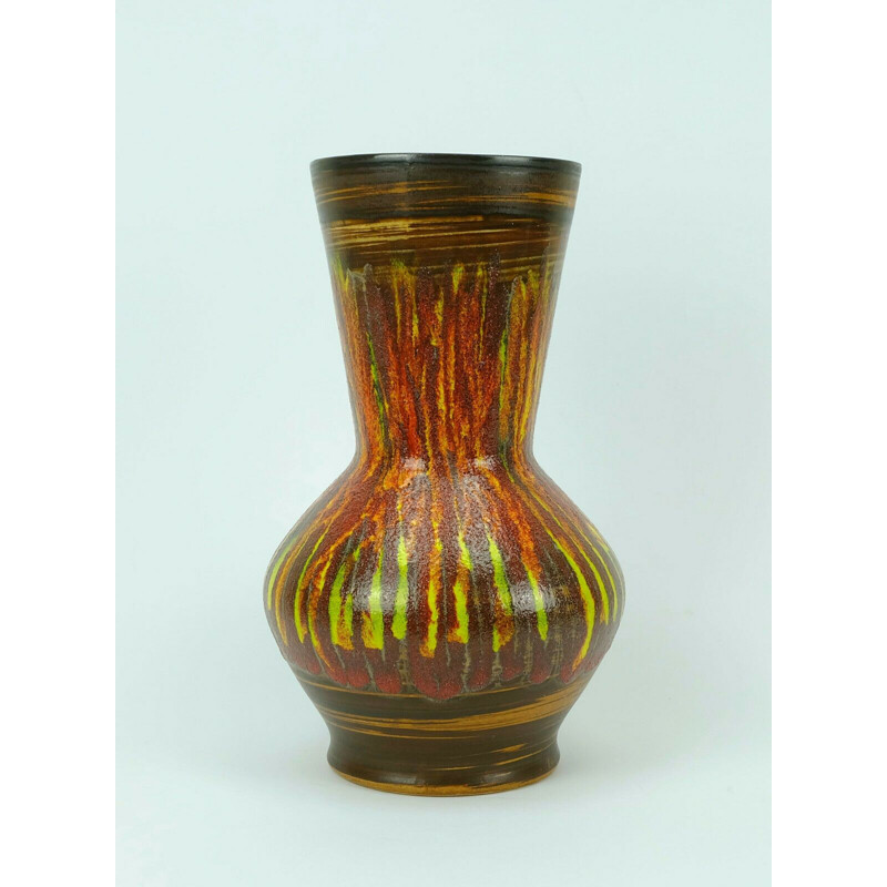 Vintage ceramic colorful lava glaze vase model 9090 by St. Clement, French 1970s