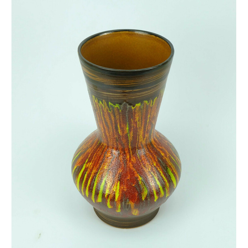 Vintage ceramic colorful lava glaze vase model 9090 by St. Clement, French 1970s