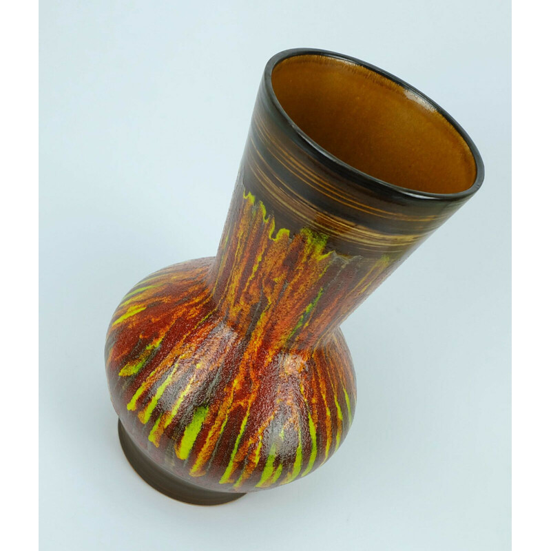 Vintage ceramic colorful lava glaze vase model 9090 by St. Clement, French 1970s