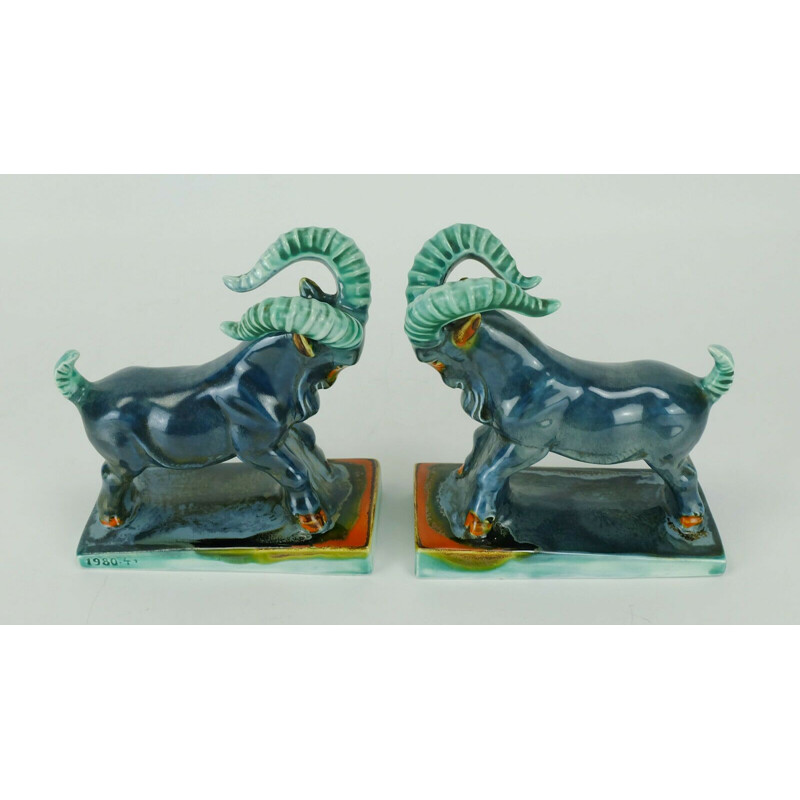 Vintage bookends carstens goldscheider era art déco capricorn figurines 1930s