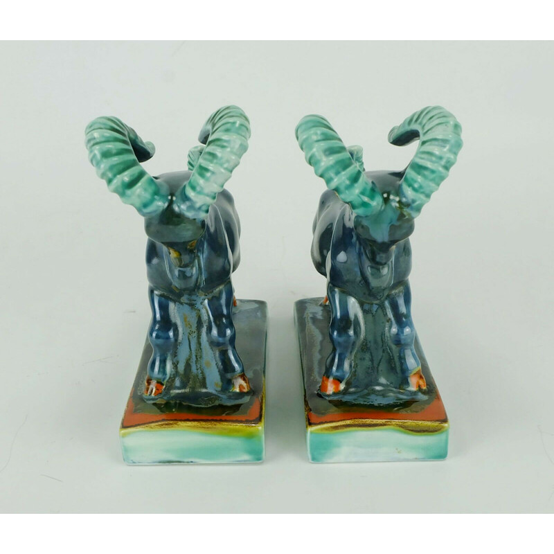 Vintage bookends carstens goldscheider era art déco capricorn figurines 1930s