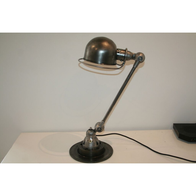 Vintage jielded lamp 1 arm graphite industrial by Jean Louis Domecq