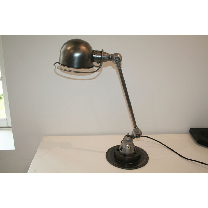 Vintage jielded lamp 1 arm graphite industrial by Jean Louis Domecq