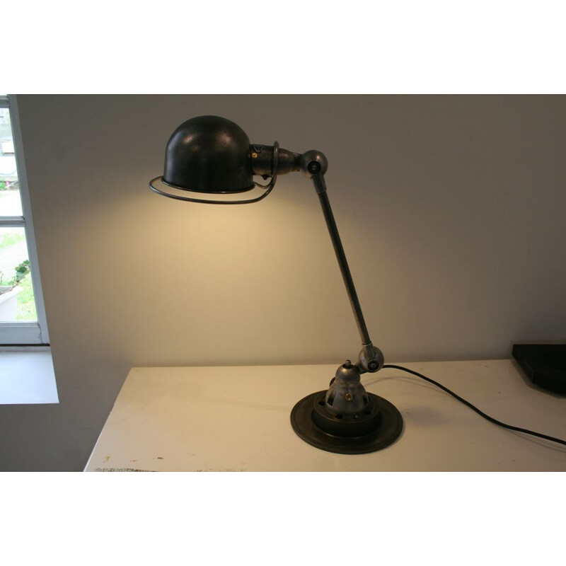 Vintage jielded lamp 1 arm graphite industrial by Jean Louis Domecq