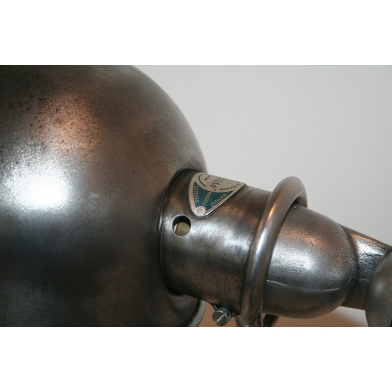 Vintage jielded lamp 1 arm graphite industrial by Jean Louis Domecq