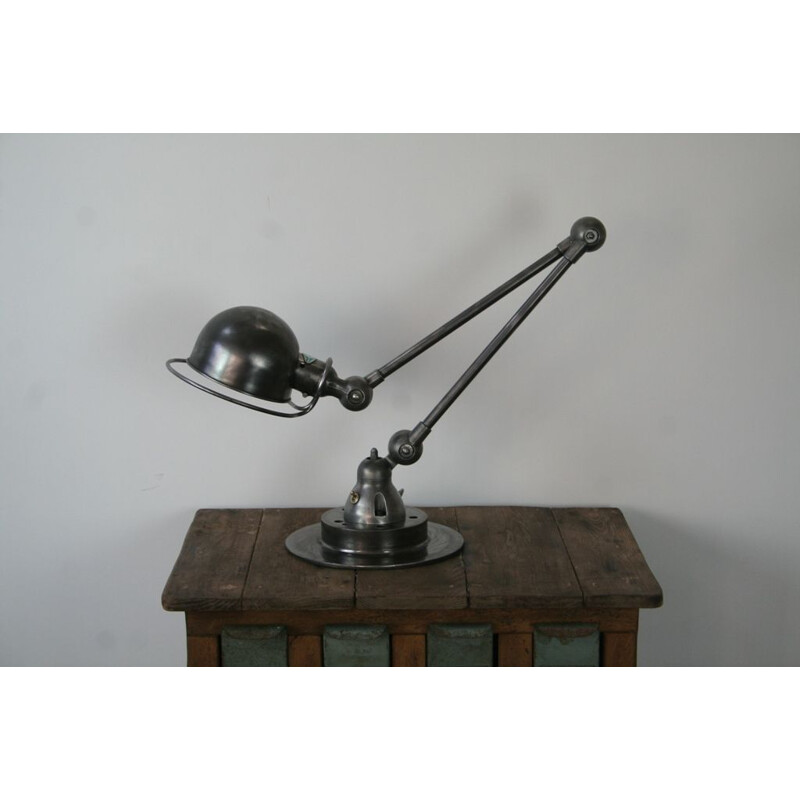 Vintage bureaulamp 2 armen grafiet industrieel door Jean Louis Domecq