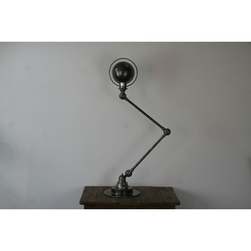 Vintage desk lamp 2 arms industrial graphite by Jean Louis Domecq