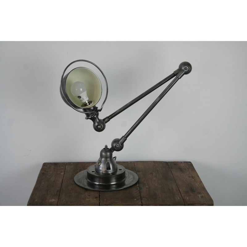 Vintage desk lamp 2 arms industrial graphite by Jean Louis Domecq