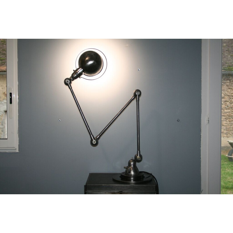 Vintage Jieldé 3 arms industrial graphite lamp by Jean Louis Domecq