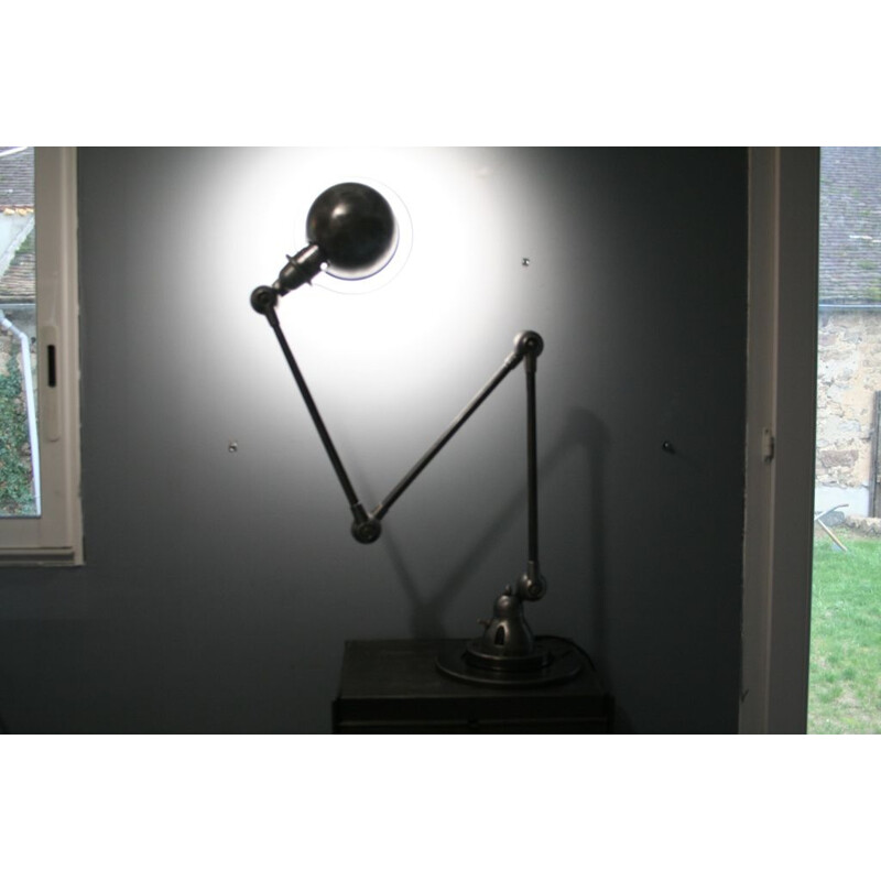 Lampada vintage Jieldé con 3 bracci industriali in grafite di Jean Louis Domecq