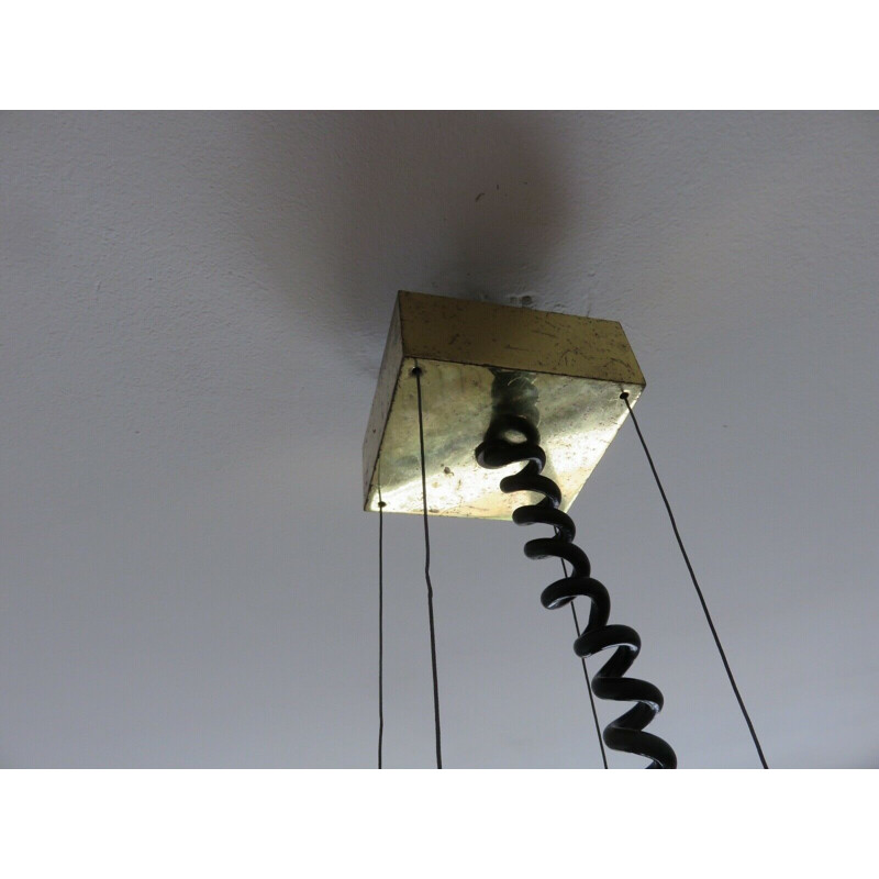 Vintage hanging lamp in solid gold-plated brass 1970s