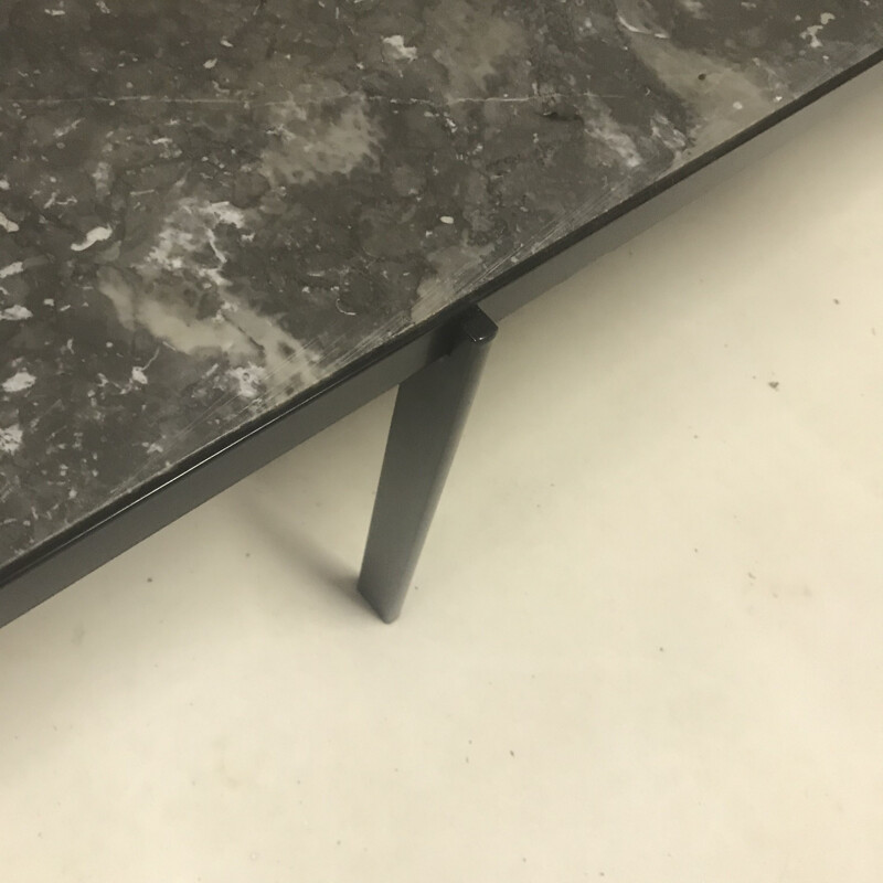 Longue table basse vintage en marbre gris