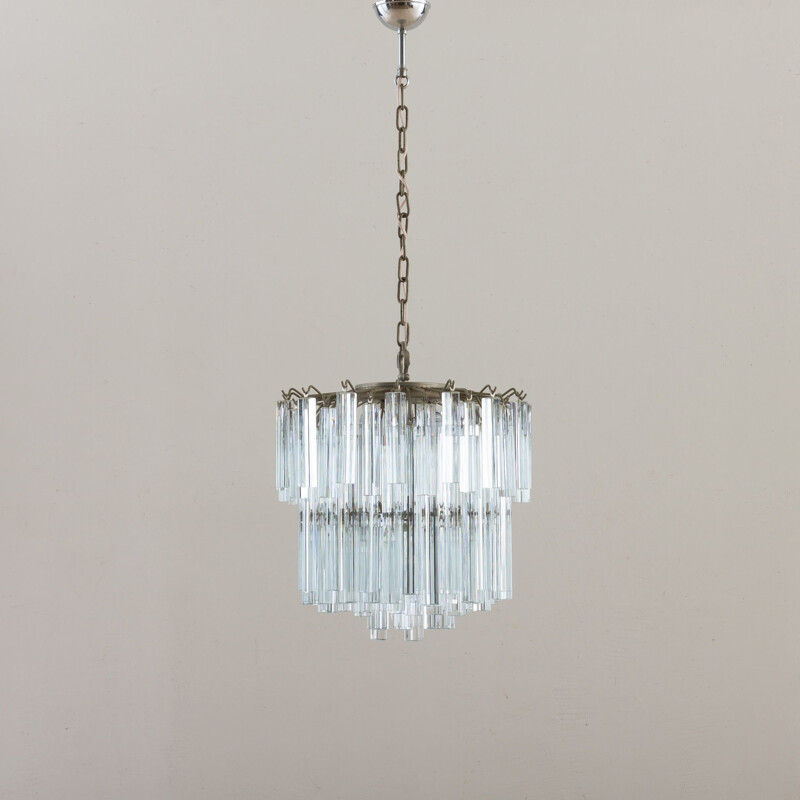 Vintage Two tier Murano chandelier by Paolo Venini 1970s