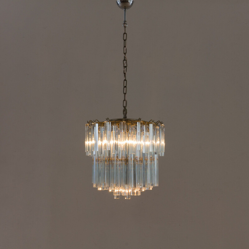 Vintage Two tier Murano chandelier by Paolo Venini 1970s