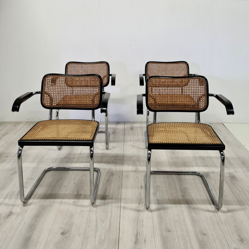 Set of 4 vintage B64 Cesca armchairs by Marcel Breuer Pastoe 1970s