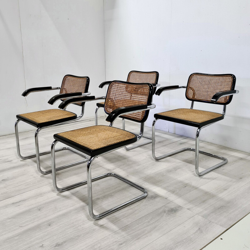Lot de 4 fauteuils vintage B64 Cesca de Marcel Breuer Pastoe 1970