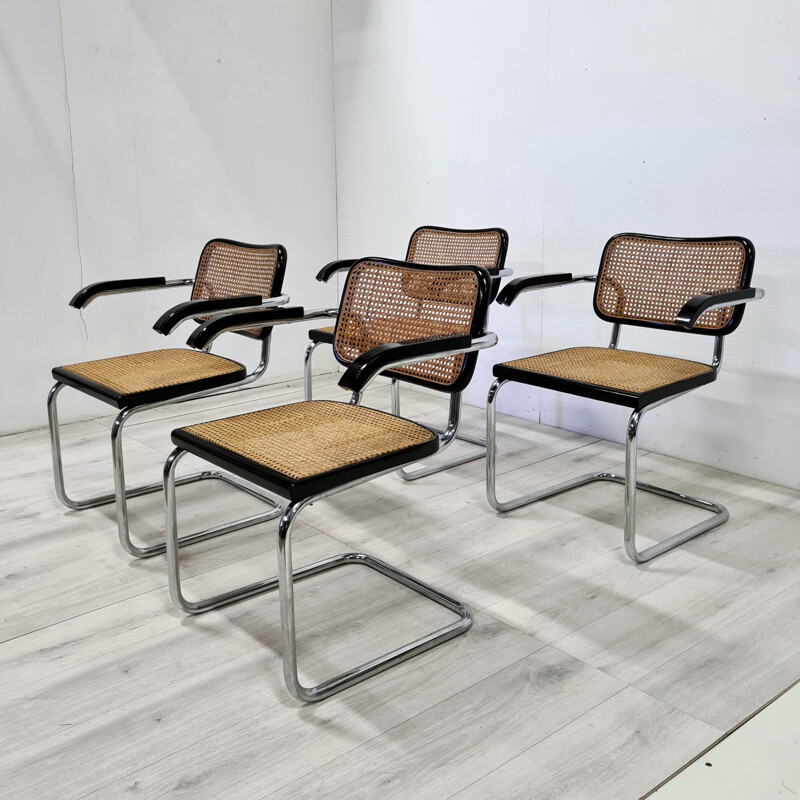 Set of 4 vintage B64 Cesca armchairs by Marcel Breuer Pastoe 1970s