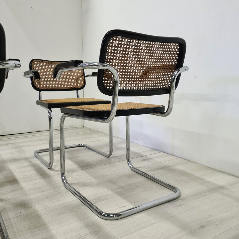 Set of 4 vintage B64 Cesca armchairs by Marcel Breuer Pastoe 1970s