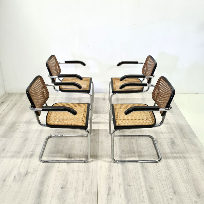 Set of 4 vintage B64 Cesca armchairs by Marcel Breuer Pastoe 1970s