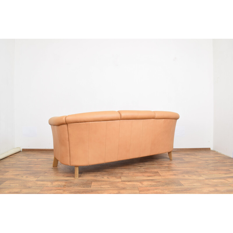 Vintage Oak & Leather Sofa, Denmark 1970s