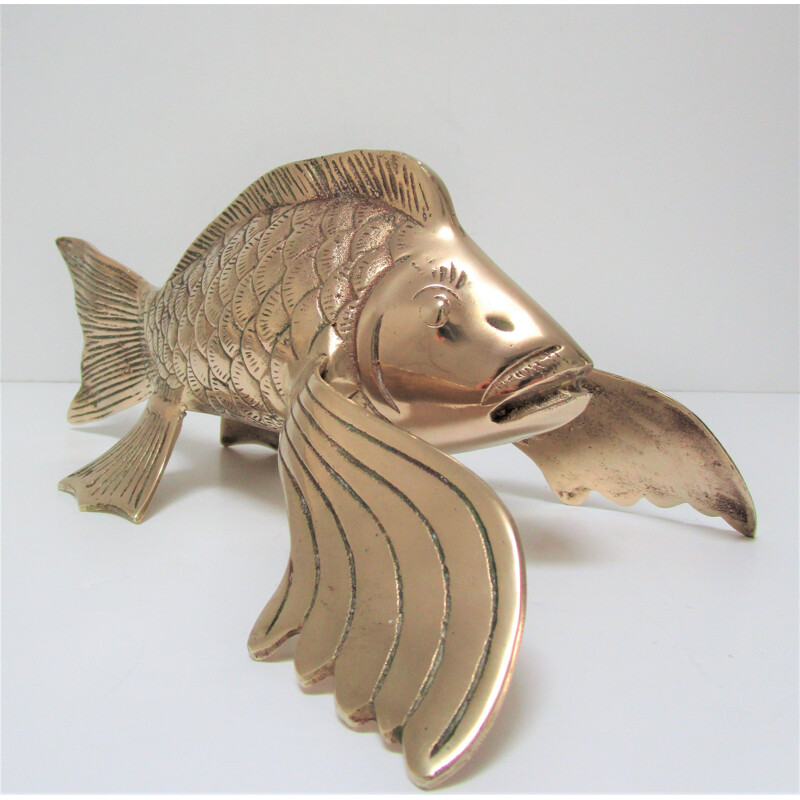 Vintage brass sculptural fish 1970s