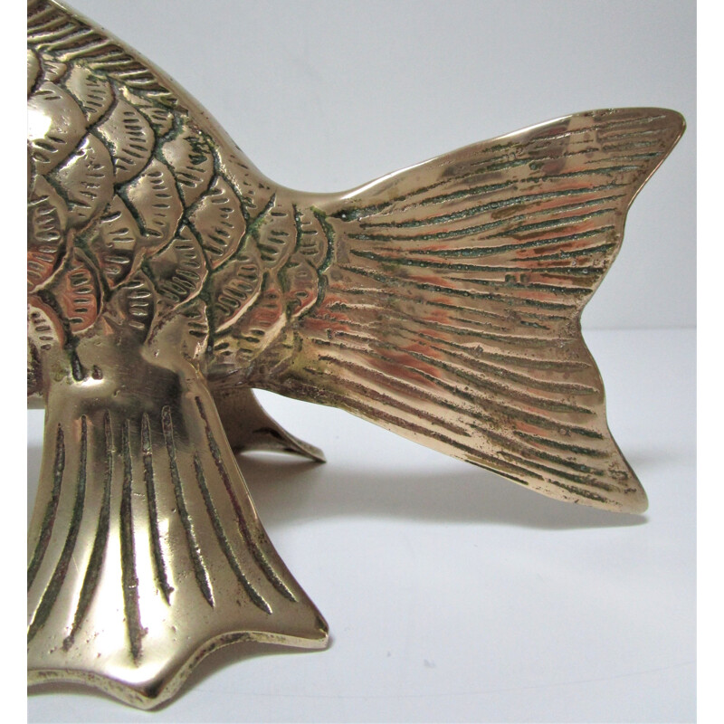 Poisson vintage sculptural en laiton 1970