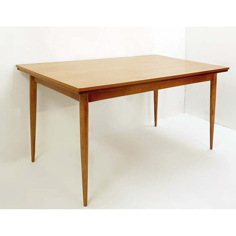 Table vintage en teck par Oswald Vermaercke, Belgique 1960