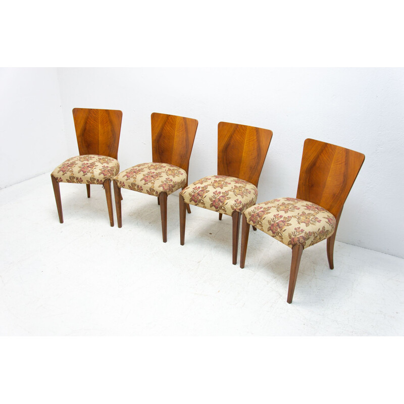 Lot de 4 chaises vintage Art Déco H-214 par Jindrich Halabala pour ÚP Závody 1950