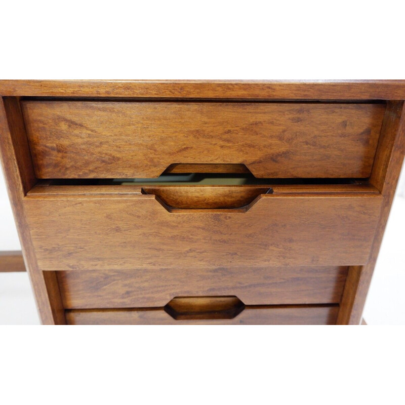 Vintage Double-sided teak and leather desk, Italian 1960s