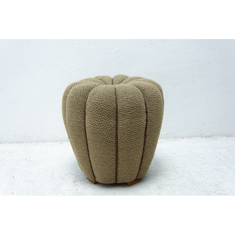 Vintage Art Deco Pouf von Jindřich Halabala, Tschechoslowakei 1950