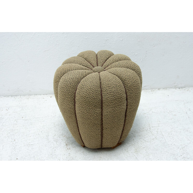 Pouf Art Déco vintage di Jindřich Halabala, Cecoslovacchia 1950