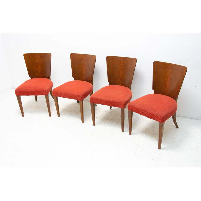 Vintage Art Deco dining chairs H-214 by Jindrich Halabala for ÚP Závody 1950s