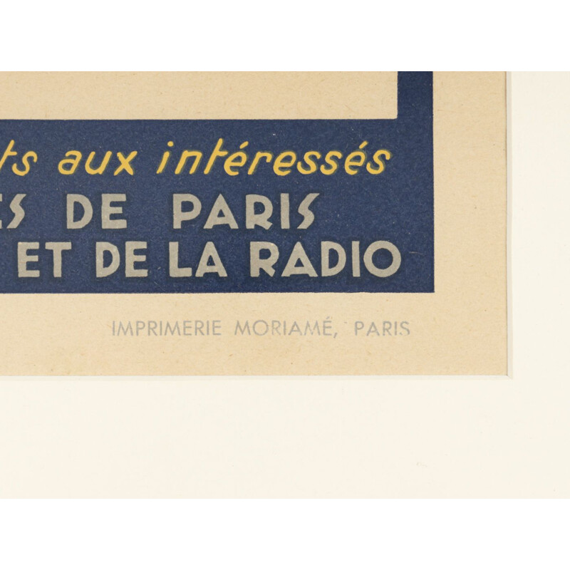 Cartel publicitario vintage en marco de madera de fresno, jazz, 1940