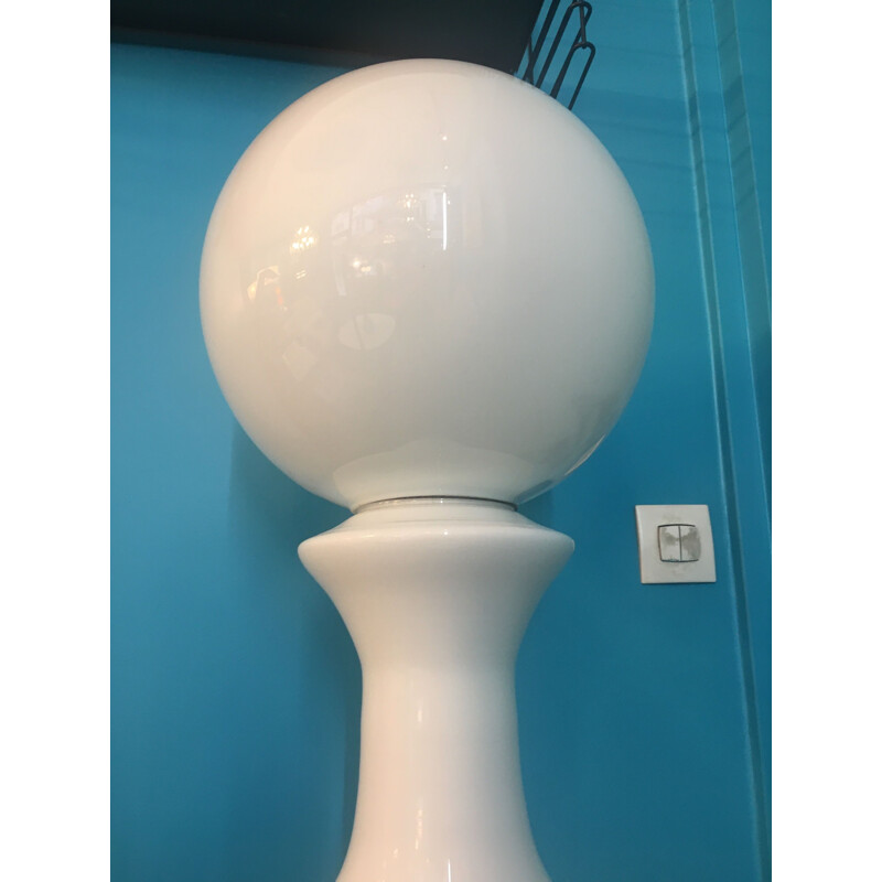 Vintage white glass lamp by Carlo Nason