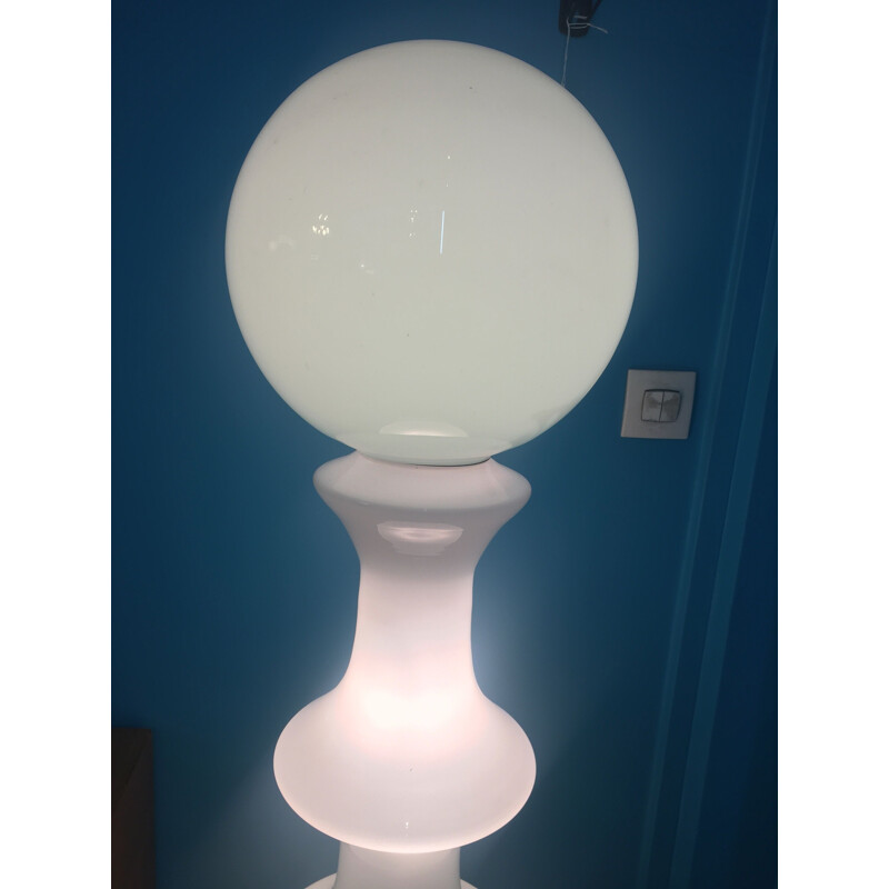 Vintage white glass lamp by Carlo Nason