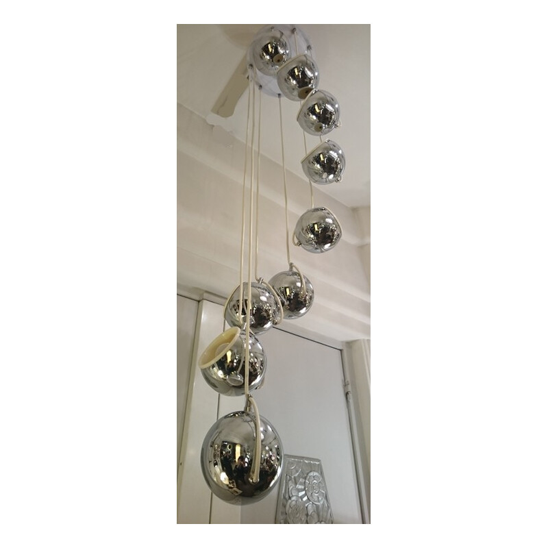 Chandelier chrome balls 9 - 1970s