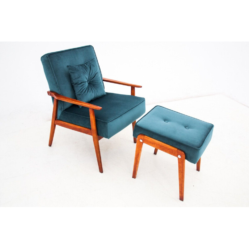 Vintage Armchair with footrest, Poland 1960s