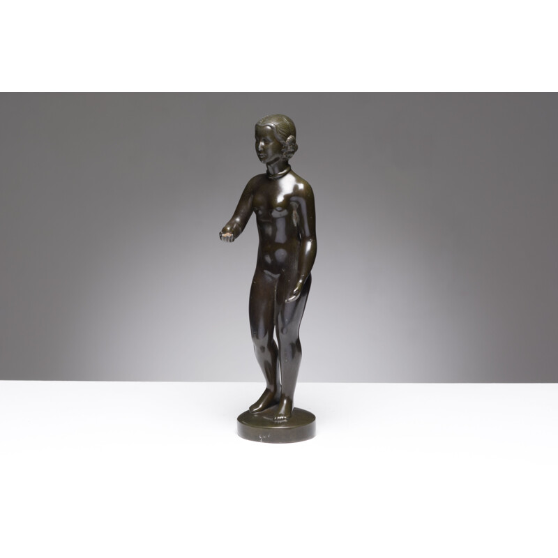 Alte Metallfigur disko von Just Andersen, Dänemark 1930