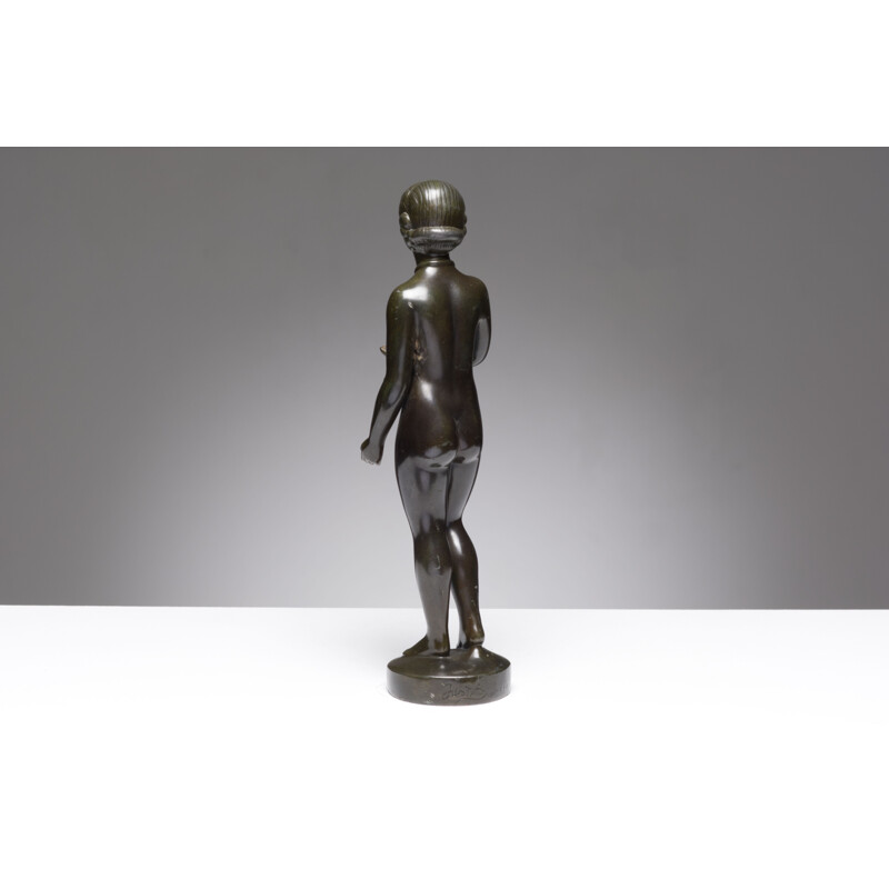 Vintage metal figurine disko por Just Andersen, Dinamarca 1930
