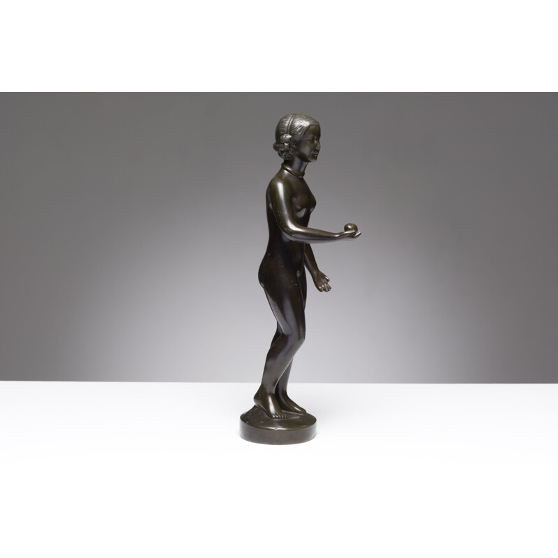 Vintage metal figurine disko by Just Andersen, Denmark 1930