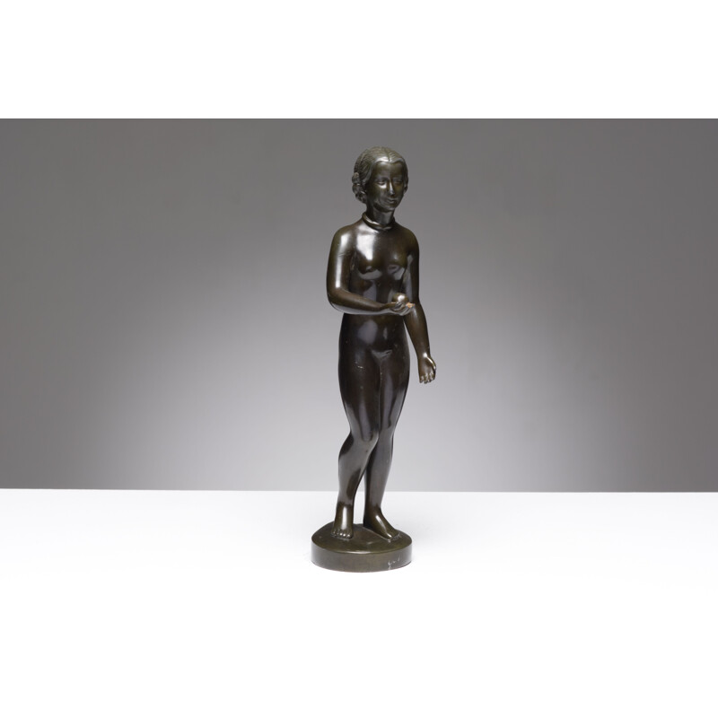 Figurita de metal vintage disko de Just Andersen, Dinamarca 1930