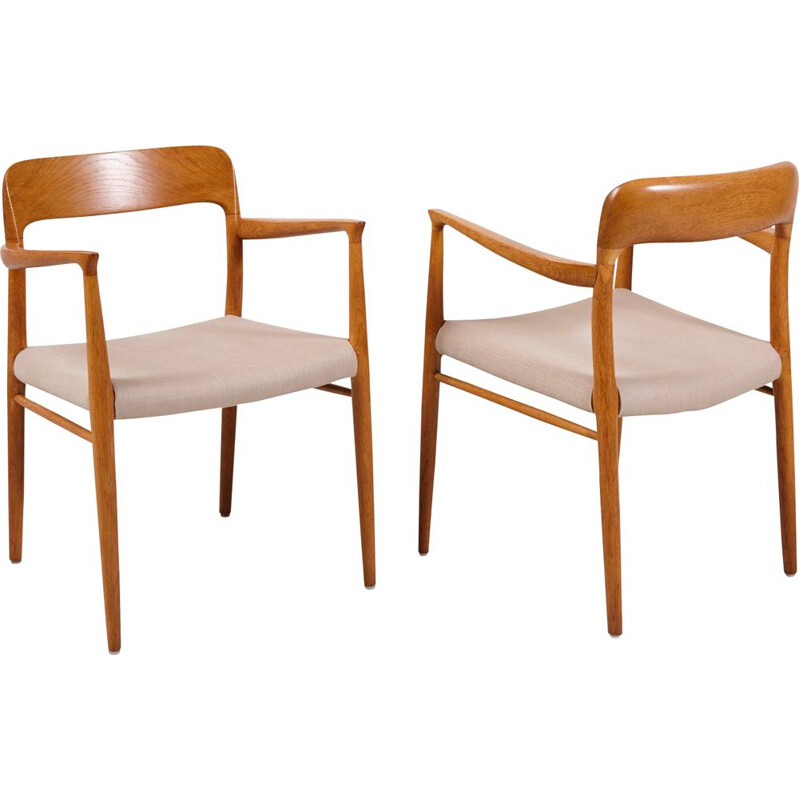 Paire de fauteuils vintage Modèle 75 par Niels Otto Moller pour J.L. Mollers, Danemark 1950